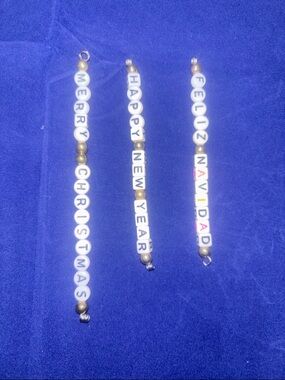 Beaded Holiday Word Icicles - Merry Christmas, Happy New Year, Feliz Navidad